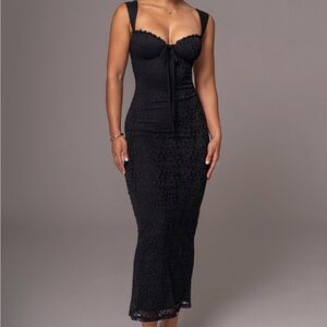 JLUXLABEL Black Sweet Affection Lace Maxi Dress